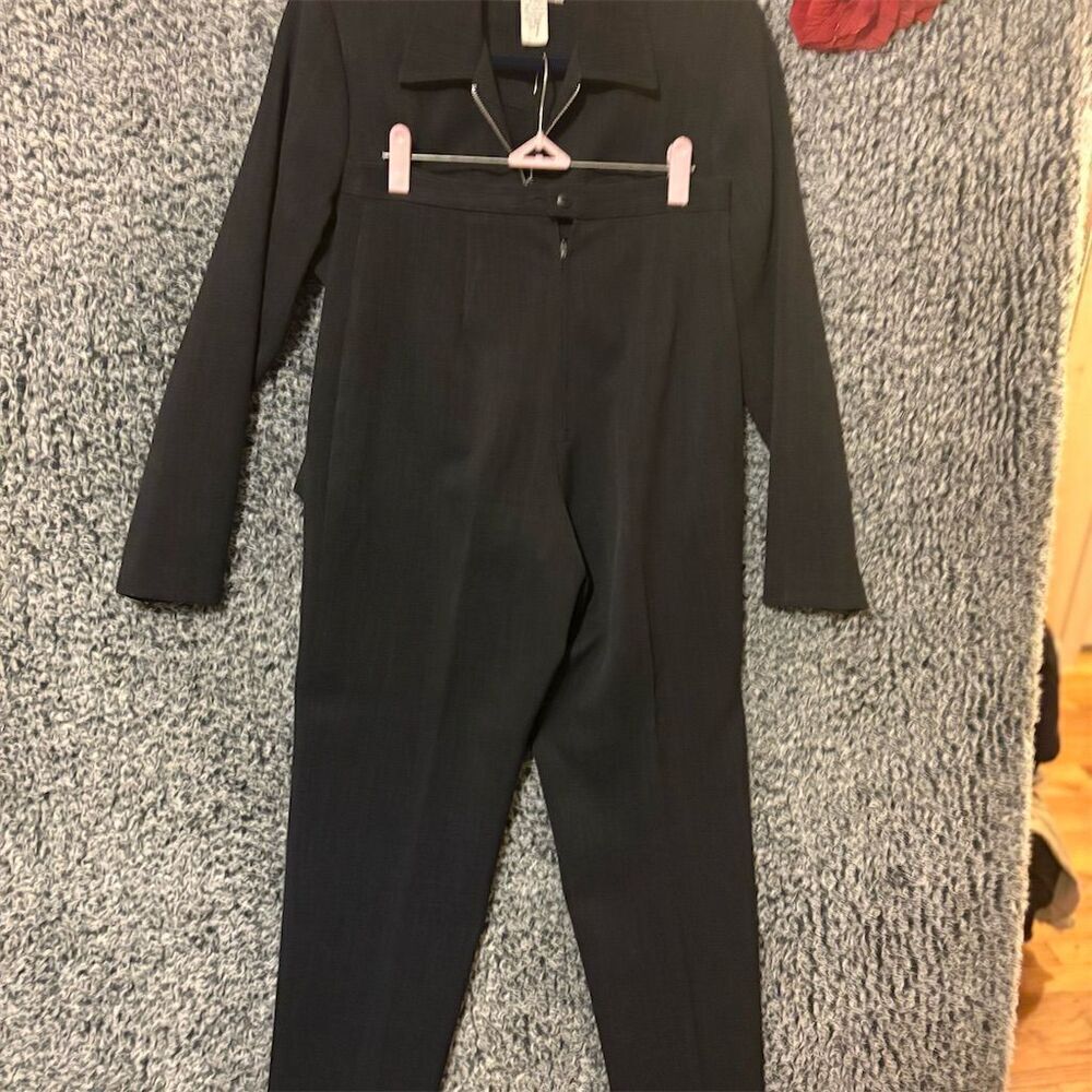 Vintage D.J. Summers Women's Black Pant Suit Set Size M Formal Tailored